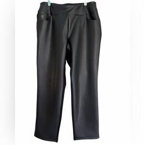 Black Faux Leather Ponti Pants Belle by Kim Gravel 10P